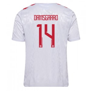 Tanska Mikkel Damsgaard #14 Jalkapallovaatteet Vieraspaita EM-Kisat 2024 Lyhythihainen